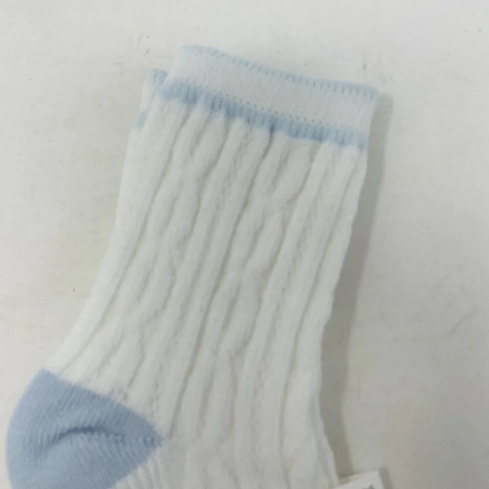Janie and Jack‎ Baby Boys 3-6 Months Cable Knit Ribbed Crew Socks in White/Blue